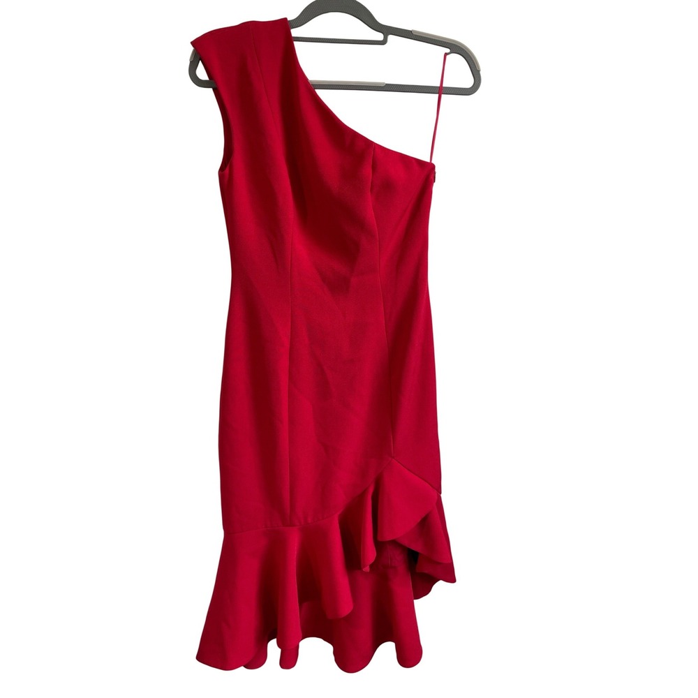 KEEPSAKE the Label One-Shoulder Red Ruffle Dress